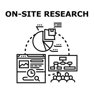On site research concept visualizing data analysis process Stock Illustration