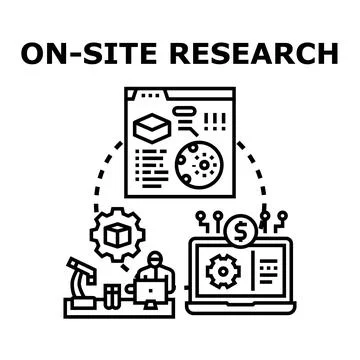 On site research methodology developing scientific investigation Illustrazione stock