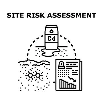 Site risk assessment measuring soil chemical contamination Stock Illustration