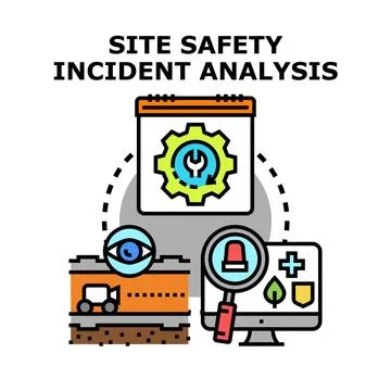 Site safety incident analysis controlling hazards working place Stock Illustration