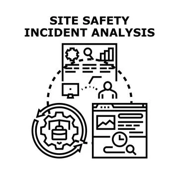 Site safety incident analysis process icon vector Stock Illustration