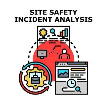 Site safety incident analysis process icon vector Stock Illustration