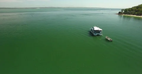 Site seeing boat aerial port stephens Stock Footage 73936053