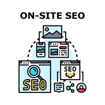 On site seo optimizing website content for search engine ranking 스톡 일러스트