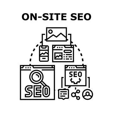 On site seo optimizing website content for search engine ranking Stock Illustration