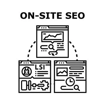 On site seo strategy optimizing website content performance Stock Illustration