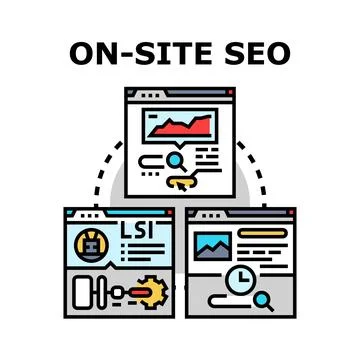 On site seo strategy optimizing website content performance Stock Illustration