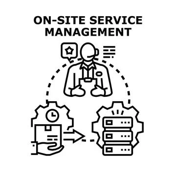On site service management concept developing efficient support Stock Illustration
