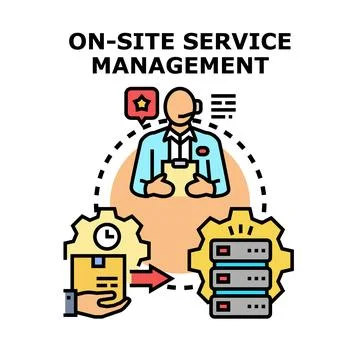 On site service management concept developing efficient support Stock Illustration