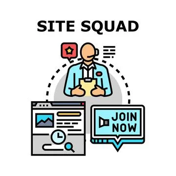 Site squad providing internet management assistance 库存插图