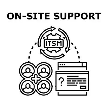On site support and it service management development Stockillustratie