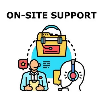 On site support providing assistance and customer service concept Stock Illustration