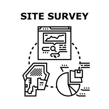 Site survey concept performing data analysis and planning Stock Illustration