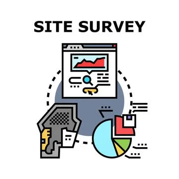 Site survey concept performing data analysis and planning Stock Illustration