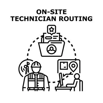 On site technician routing managing field service operations Stock Illustration