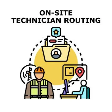 On site technician routing managing field service operations Stock Illustration