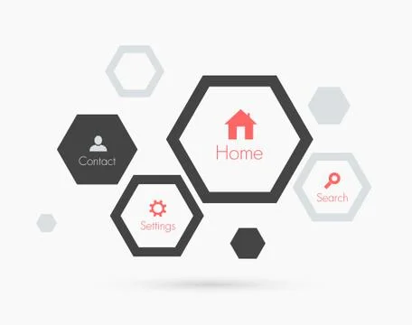 Site template with hexagons. Flat design Stock Illustration