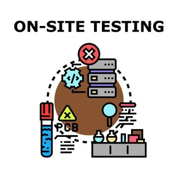 On site testing process for quality control and analysis Illustrazione stock