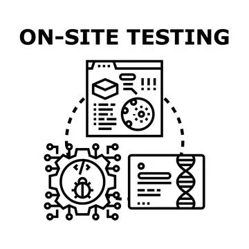On site testing strategy for website software development Illustrazione stock