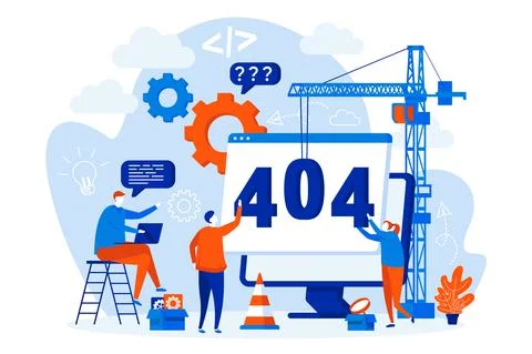 ???. Site under construction, internet disconnect scene. Page not found compo Illustrazione stock