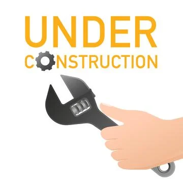 Site is under construction with key and hand for banner design. Under イラスト素材