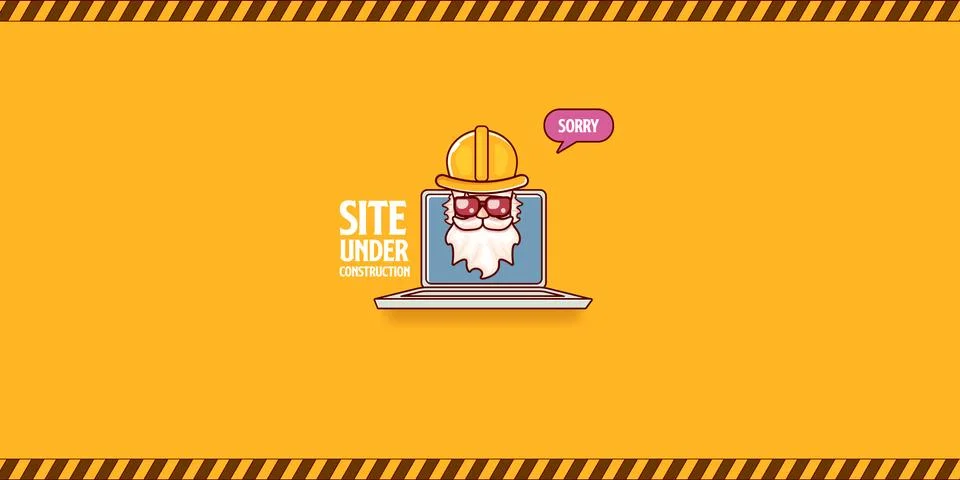 Site under construction orange web landing page design concept with funny worker イラスト素材