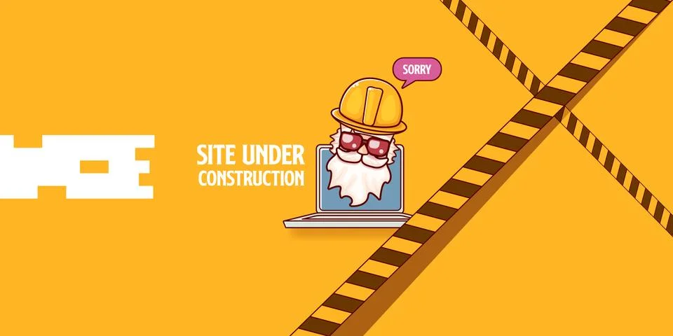 Site under construction orange web landing page design concept with funny worker イラスト素材