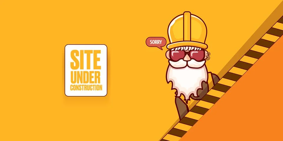 Site under construction orange web landing page design concept with funny worker イラスト素材