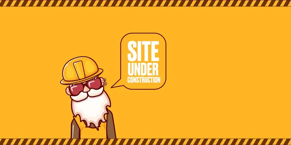Site under construction orange web landing page design concept with funny worker イラスト素材