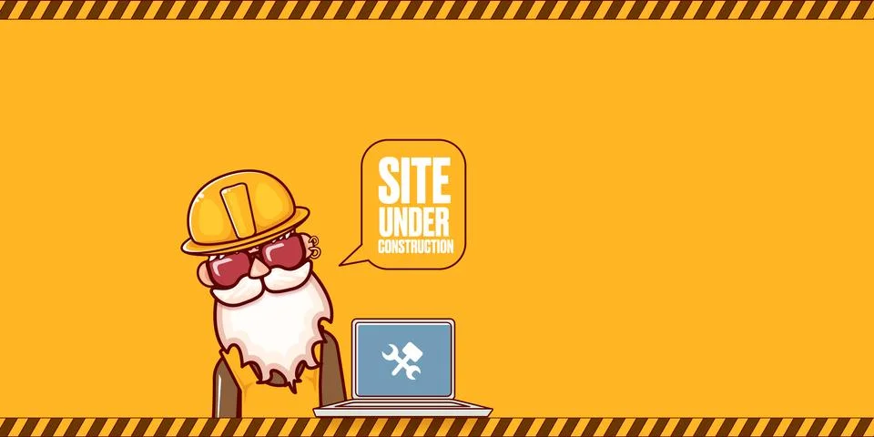 Site under construction orange web landing page design concept with funny worker イラスト素材