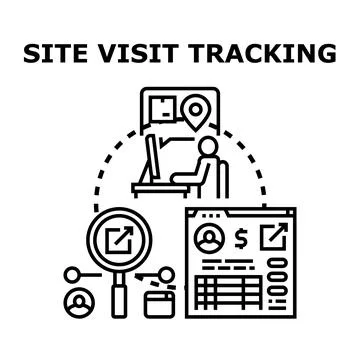 Site visit tracking analyzing website audience and digital analytics Stock Illustration