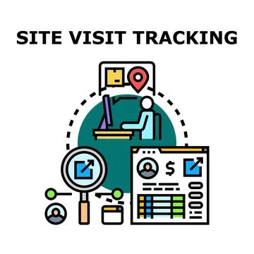 Site visit tracking analyzing website audience and digital analytics Stock Illustration