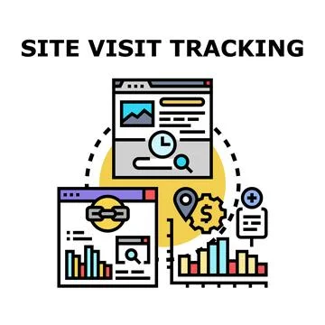 Site visit tracking and data analytics concept Stock Illustration