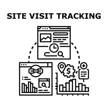 Site visit tracking and data analytics concept Stock Illustration