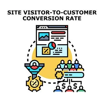 Site visitor customer conversion analytics rate concept Illustration