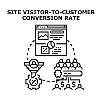 Site visitor customer conversion analytics rate concept Stock Illustration