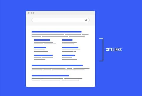 Sitelinks - search engine feature providing quick navigation to specific parts Stock Illustration