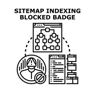 Sitemap indexing blocked for website content access Stock Illustration