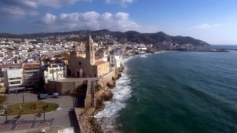 Sitges. Aerial view Stock Footage 86380342