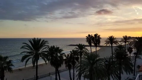 Sitges Beach Sunset 2 Stock Photos