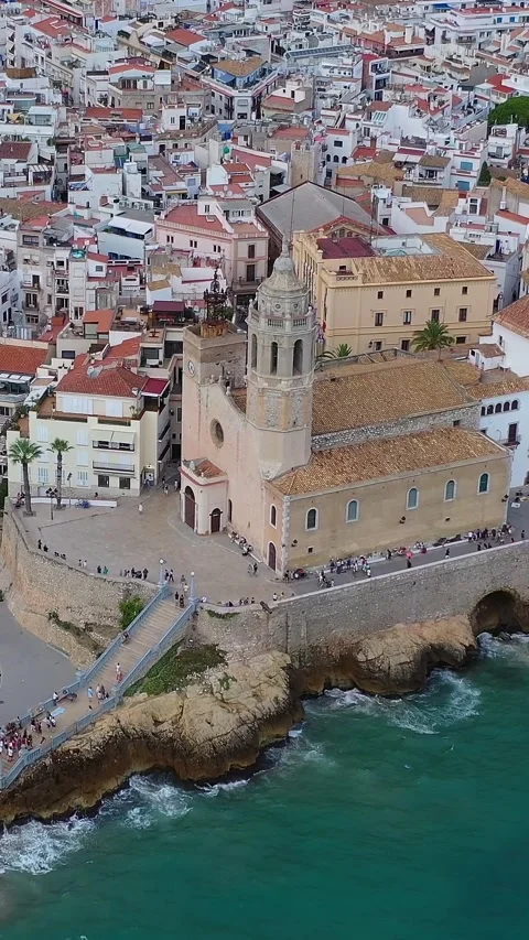 Sitges Spain aerial Stock-Footage 289656975