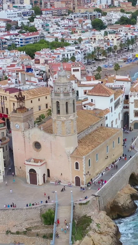 Sitges Spain aerial view Vídeo Stock 289656697