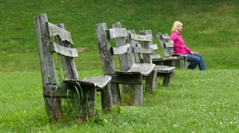 Sitting and leaving the bench, 4K Stock Footage 67450120