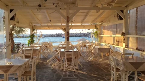 Sitting area under a canopy of cafe Video stock 169406307