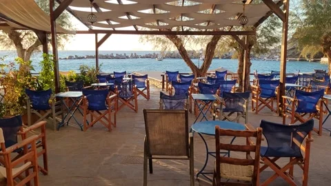 Sitting area under a canopy of cafe Video stock 169406395