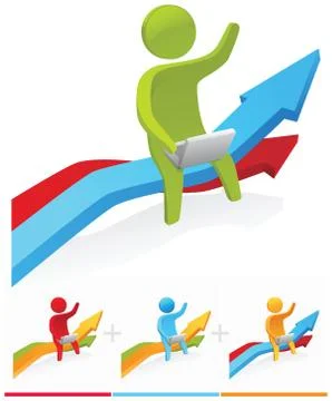 Sitting on Arrow Chart Stock Illustration