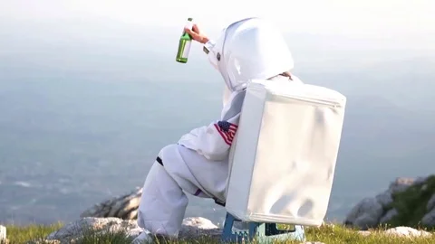 Sitting astronaut Stock Footage 110702506