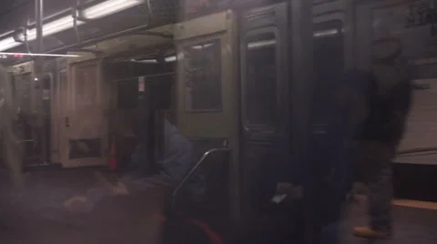 Sitting backwards on a subway Video stock 33311077