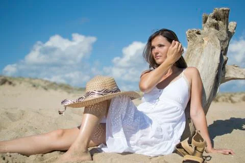 Sitting on the beach Stock Photos