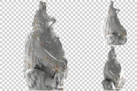 Sitting Bear statue in white marble and gold, perfect for social media and hi Stock Photos